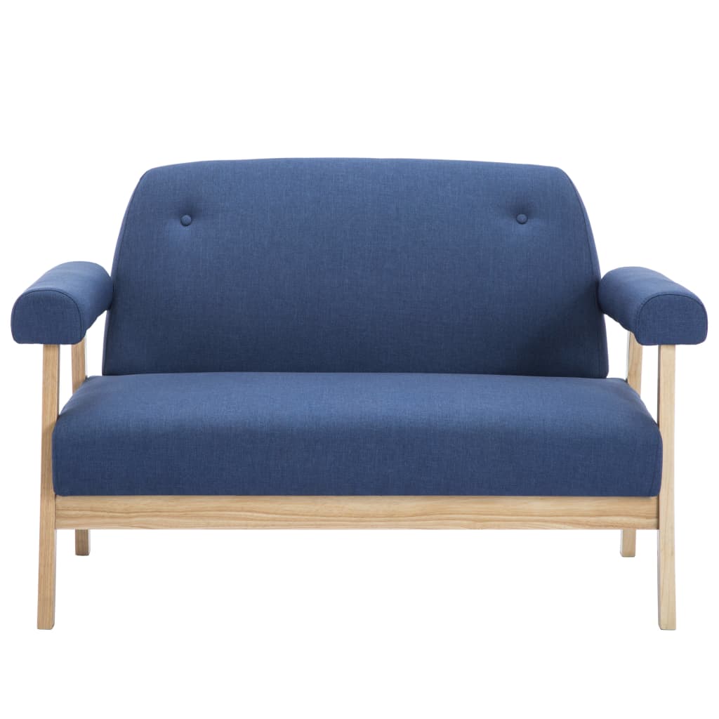 vidaXL 2-osobowa sofa tapicerowana tkaniną, niebieska