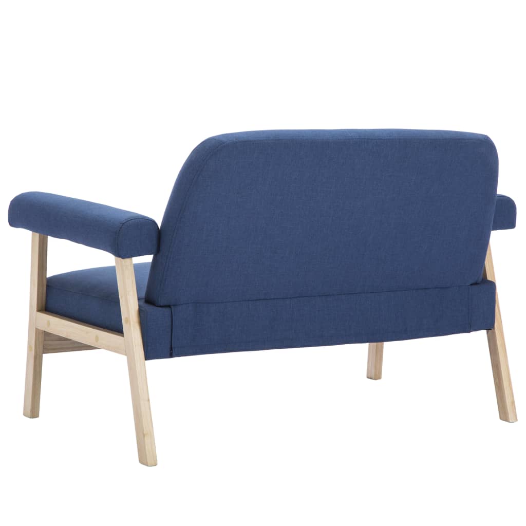 vidaXL 2-osobowa sofa tapicerowana tkaniną, niebieska