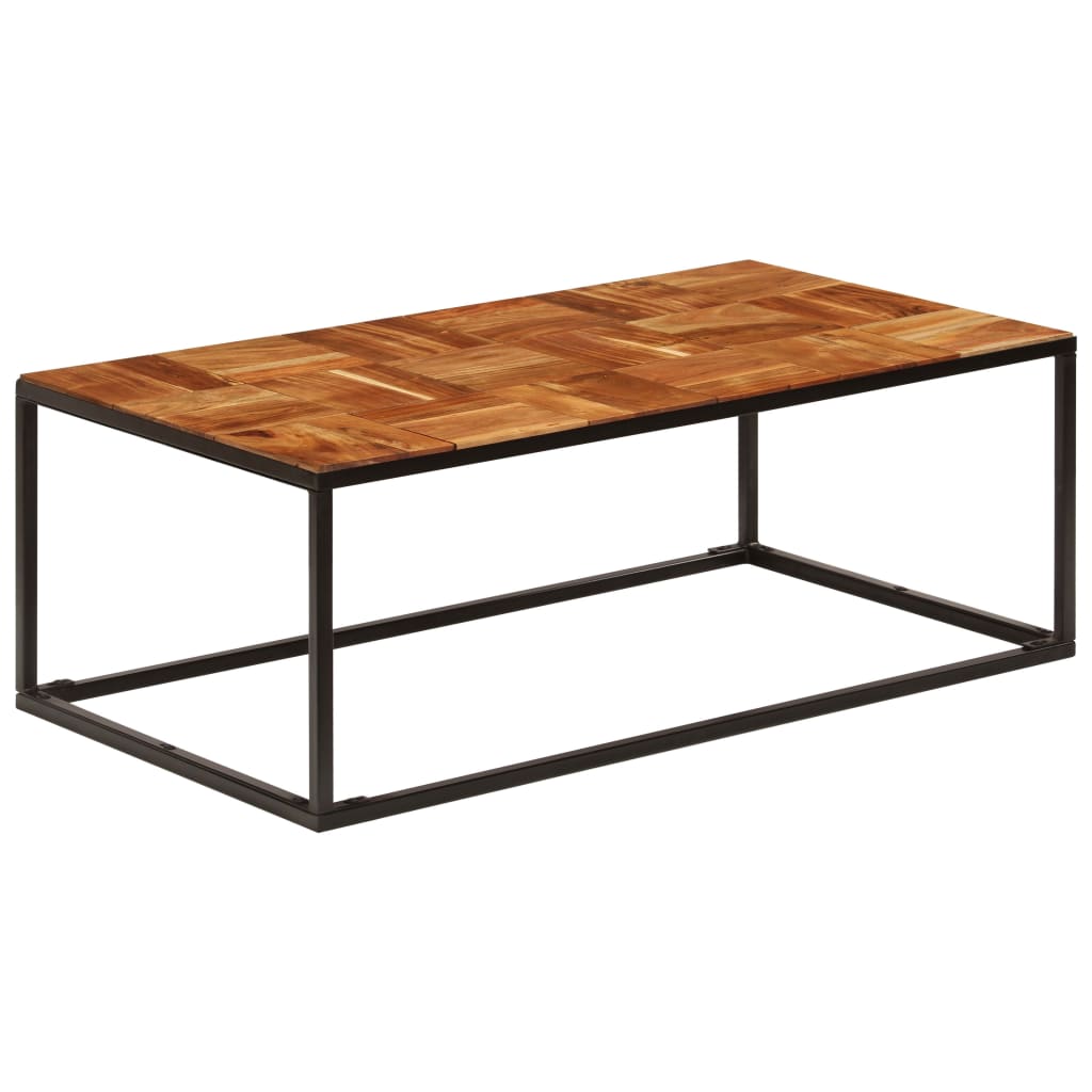 vidaXL Stolik kawowy z drewna akacjowego i stali, 110x60x40 cm