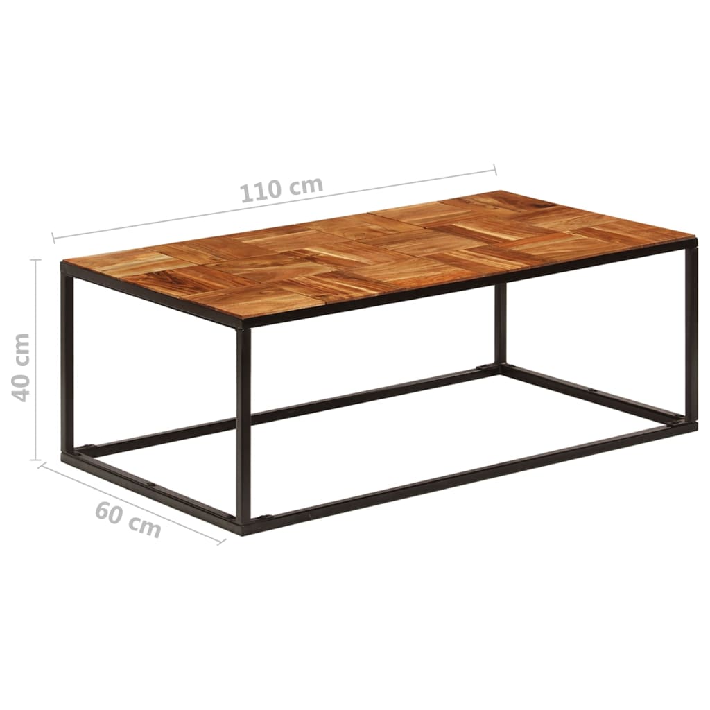 vidaXL Stolik kawowy z drewna akacjowego i stali, 110x60x40 cm