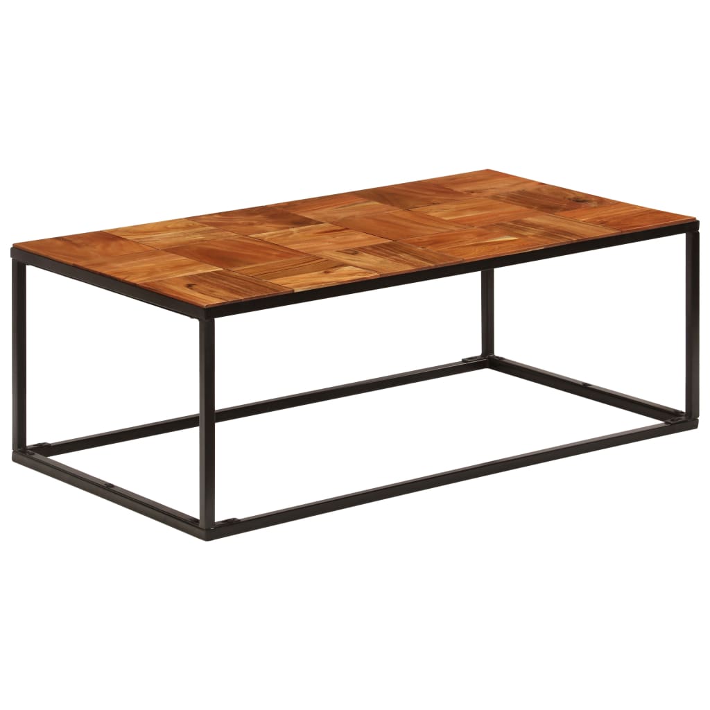vidaXL Stolik kawowy z drewna akacjowego i stali, 110x60x40 cm