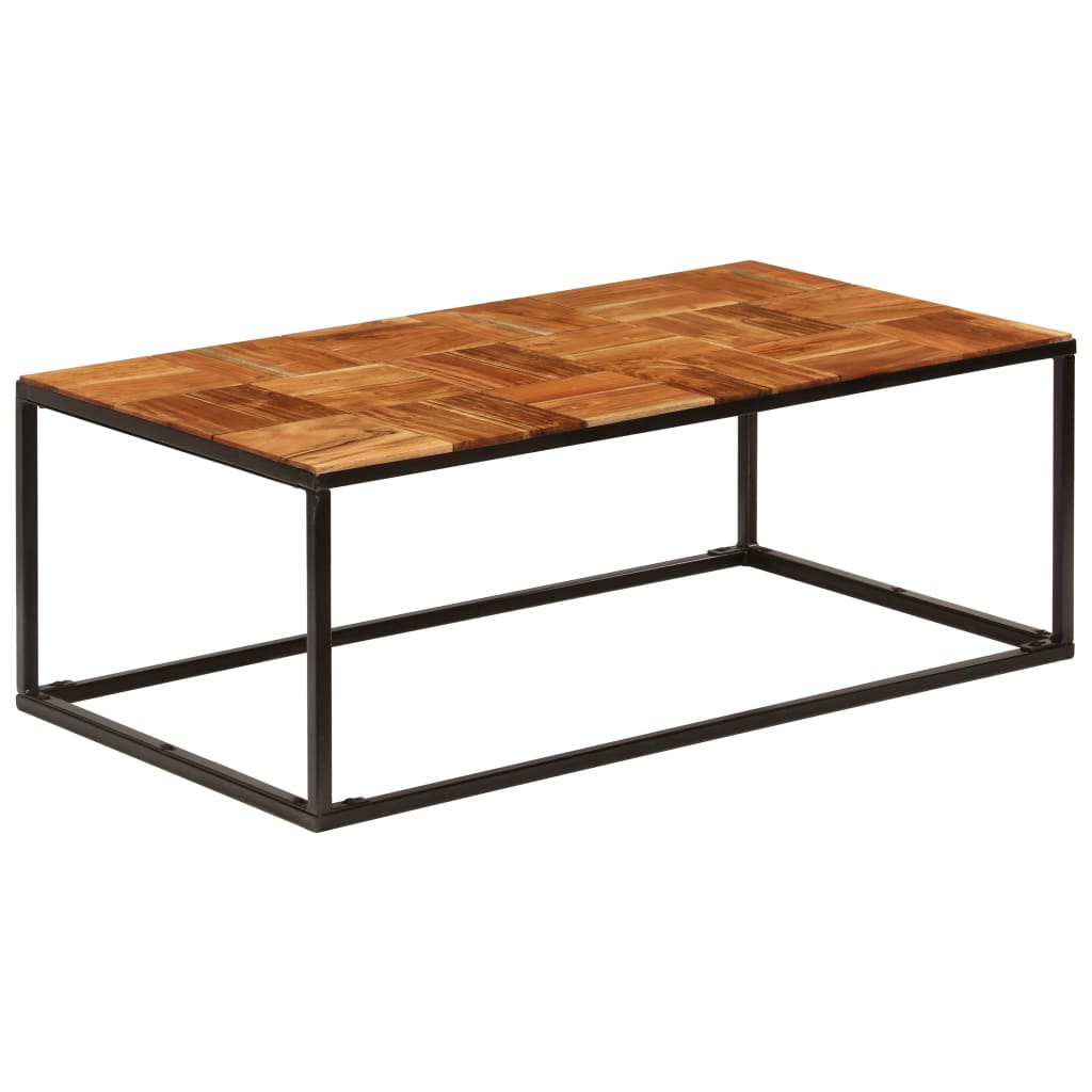 vidaXL Stolik kawowy z drewna akacjowego i stali, 110x60x40 cm