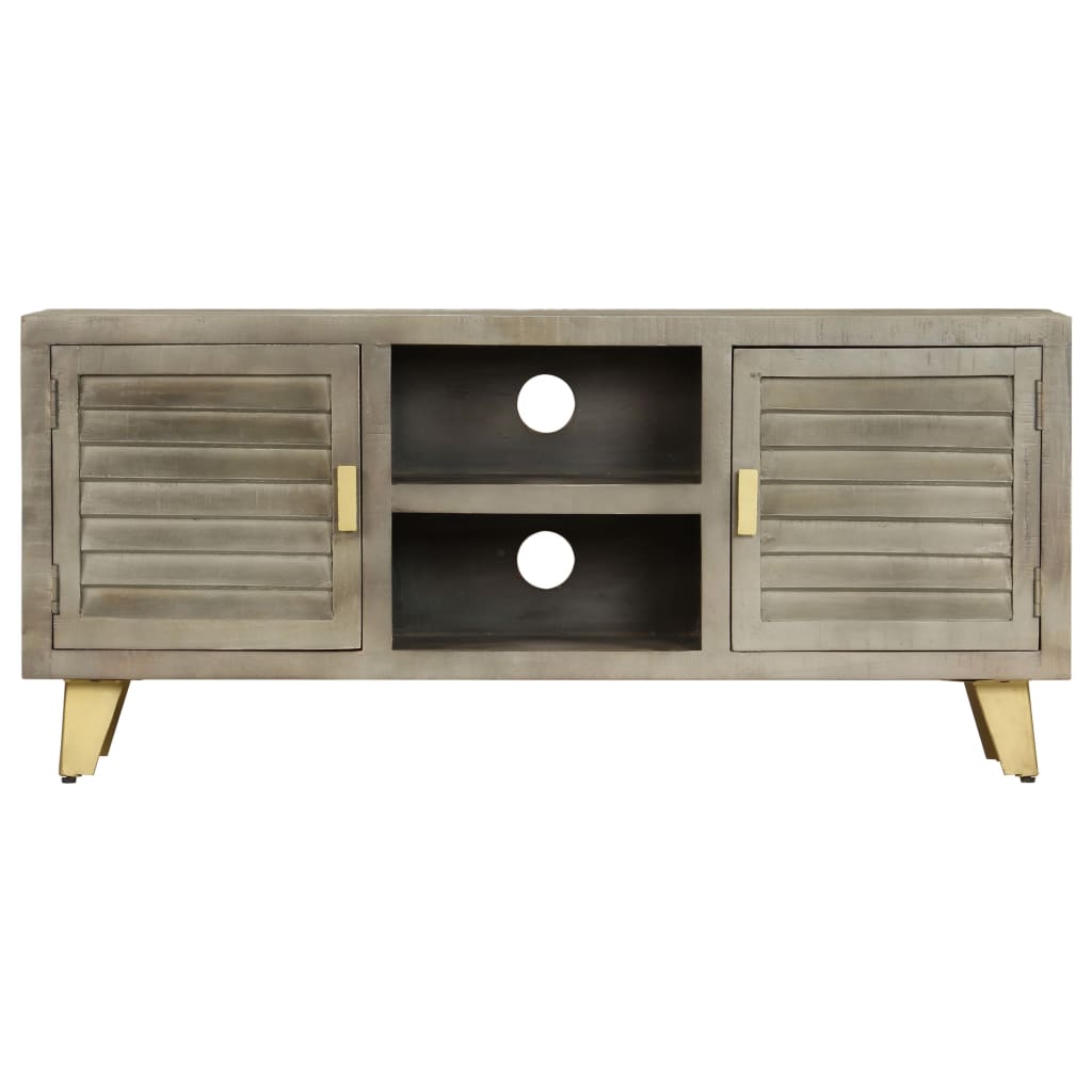 vidaXL Szafka pod telewizor, drewno mango, szaro-mosiężna, 110x30x48cm