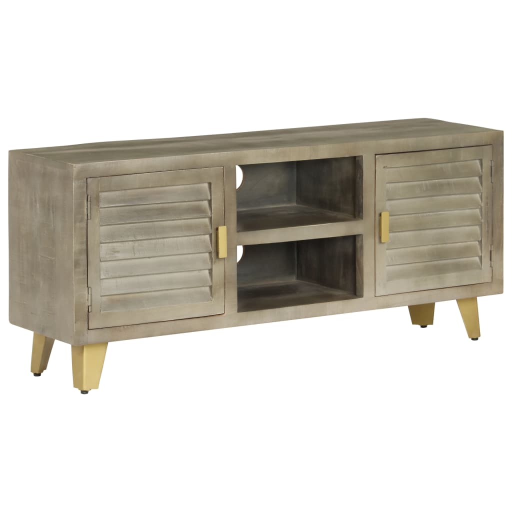 vidaXL Szafka pod telewizor, drewno mango, szaro-mosiężna, 110x30x48cm
