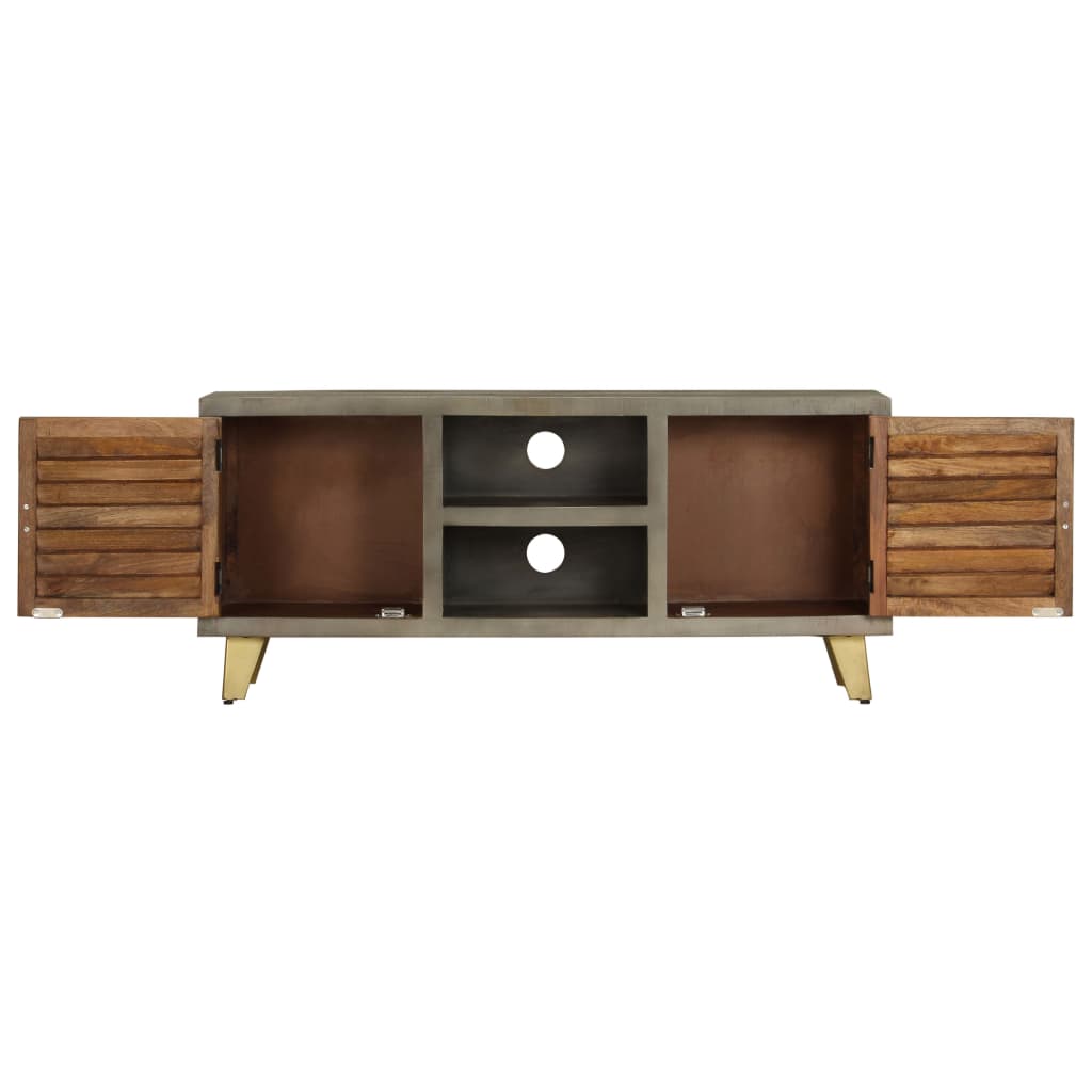 vidaXL Szafka pod telewizor, drewno mango, szaro-mosiężna, 110x30x48cm