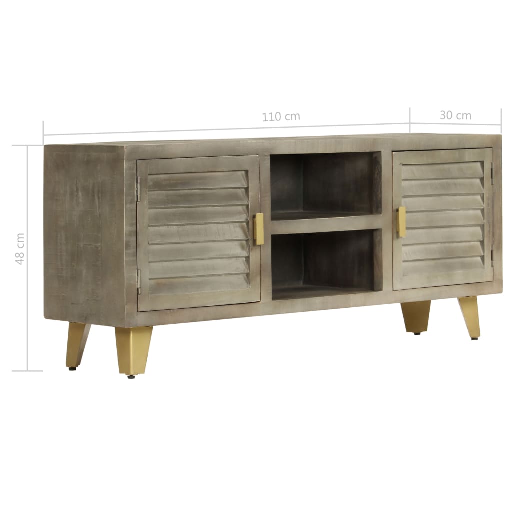 vidaXL Szafka pod telewizor, drewno mango, szaro-mosiężna, 110x30x48cm
