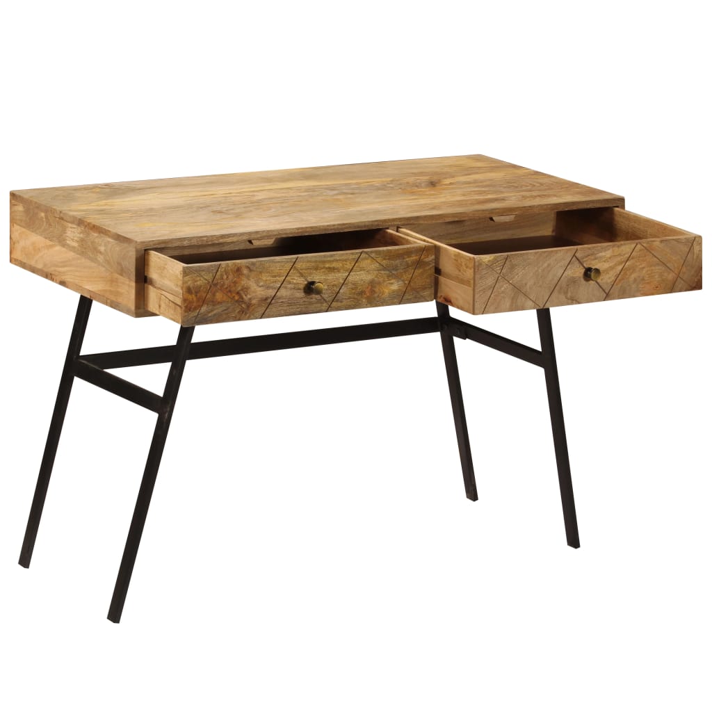 vidaXL Biurko z szufladami, lite drewno mango, 110 x 50 x 76 cm