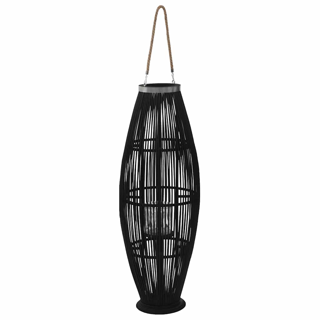 vidaXL Wiszący lampion na świece, bambusowy, czarny, 95 cm