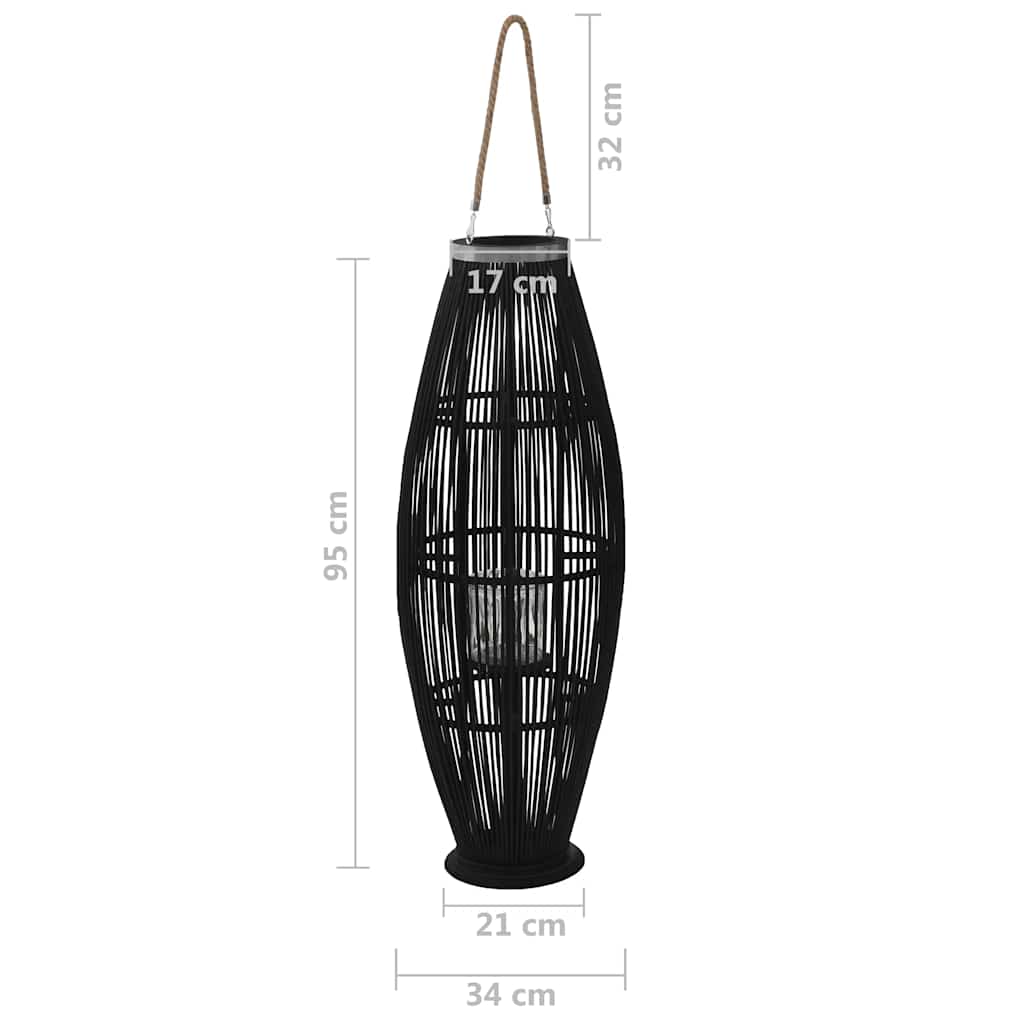 vidaXL Wiszący lampion na świece, bambusowy, czarny, 95 cm