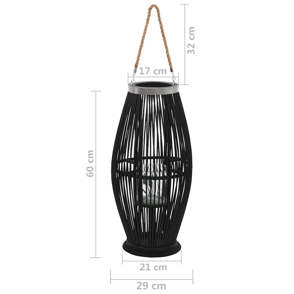 vidaXL Wiszący lampion na świece, bambusowy, czarny, 60 cm