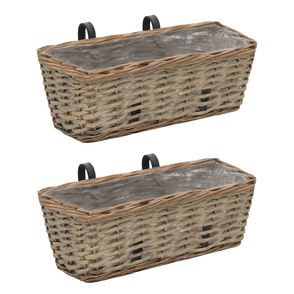 vidaXL Donice balkonowe, 2 szt., wiklina z wyściółką z PE, 40 cm