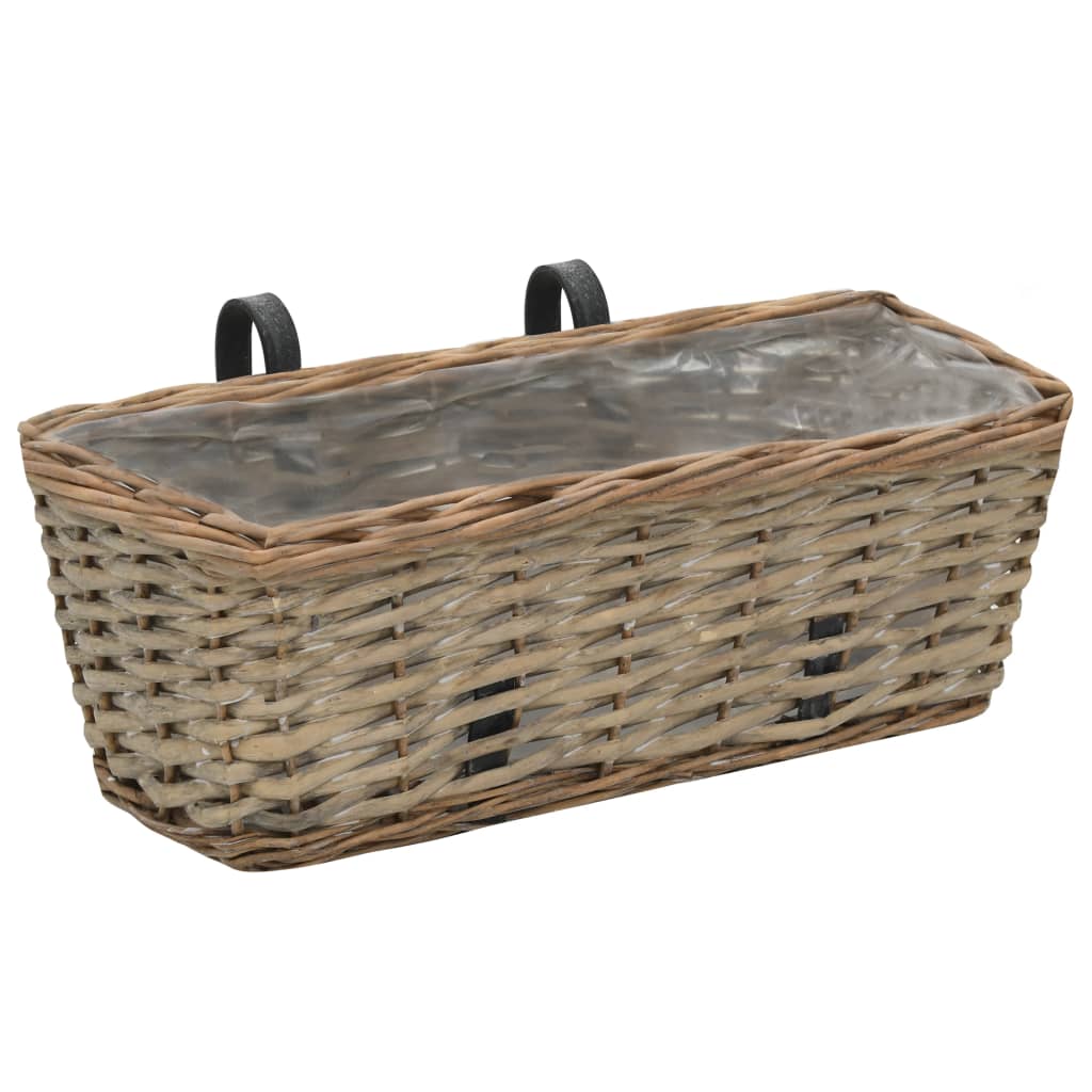 vidaXL Donice balkonowe, 2 szt., wiklina z wyściółką z PE, 40 cm