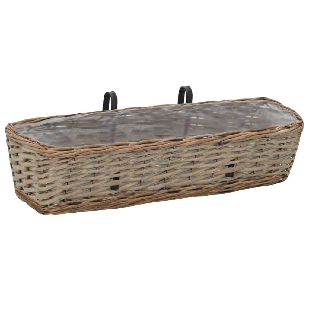 vidaXL Donice balkonowe, 2 szt., wiklina z wyściółką z PE, 60 cm
