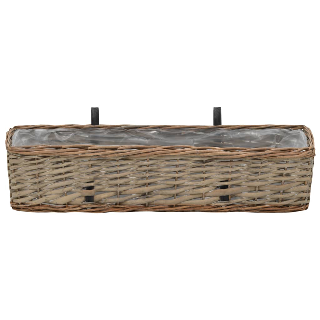 vidaXL Donice balkonowe, 2 szt., wiklina z wyściółką z PE, 60 cm