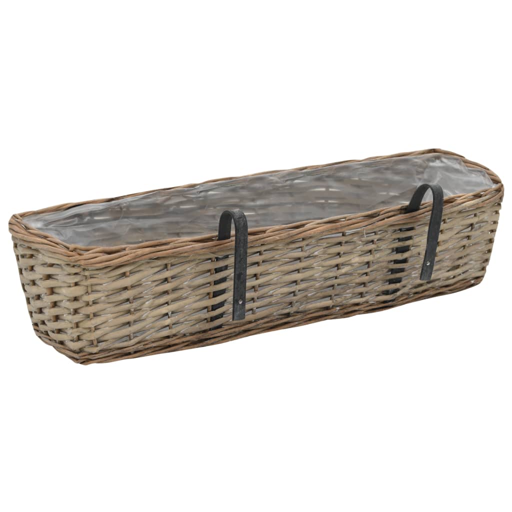 vidaXL Donice balkonowe, 2 szt., wiklina z wyściółką z PE, 60 cm