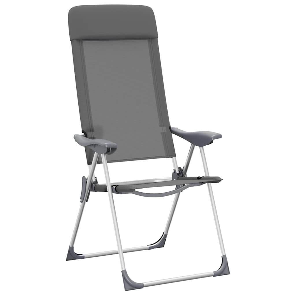 vidaXL Składane krzesła turystyczne, 2 szt., szare, aluminiowe