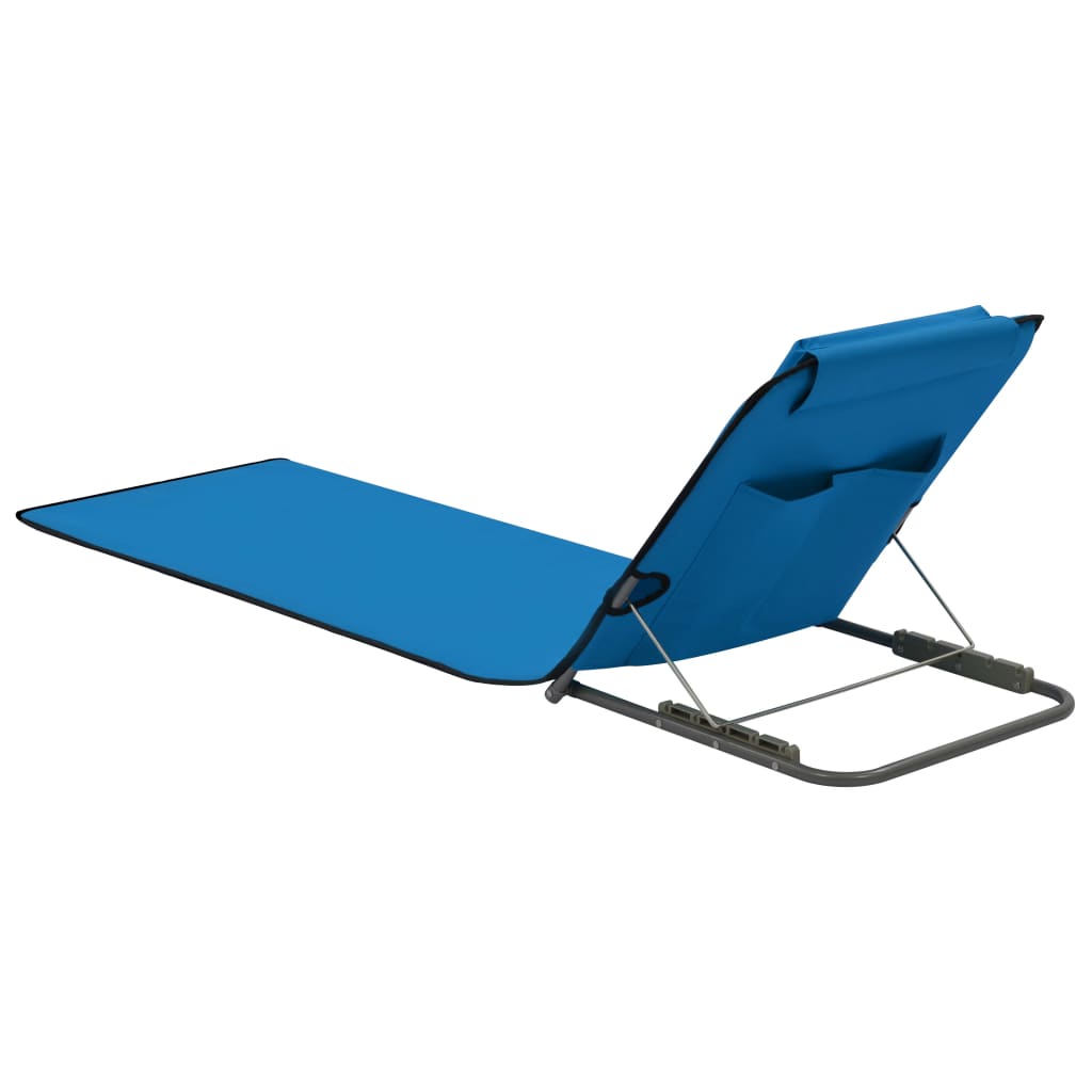 vidaXL Składane maty plażowe, 2 szt., stal i tkanina, niebieskie