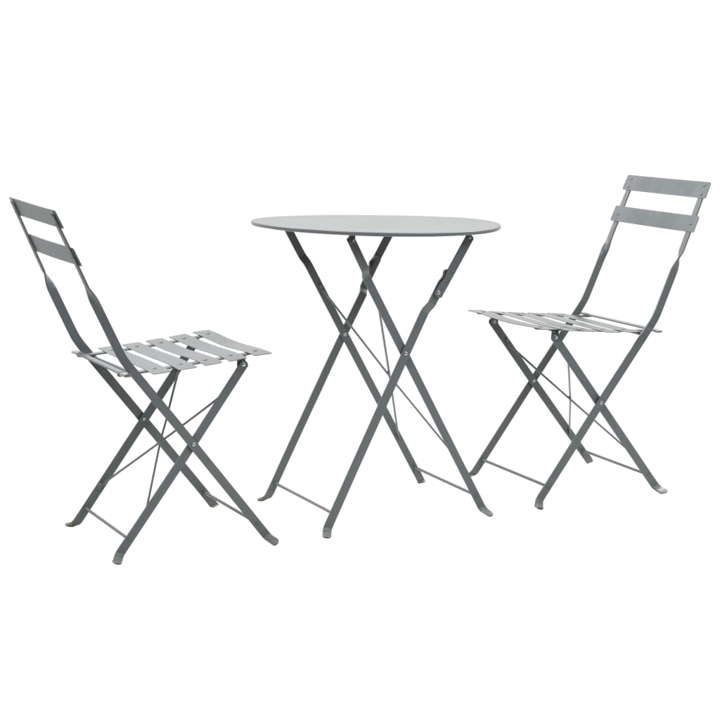 vidaXL 3-cz. zestaw mebli bistro, stal, szary