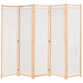 vidaXL Parawan 5-panelowy, kremowy, 200 x 170 x 4 cm, tkanina