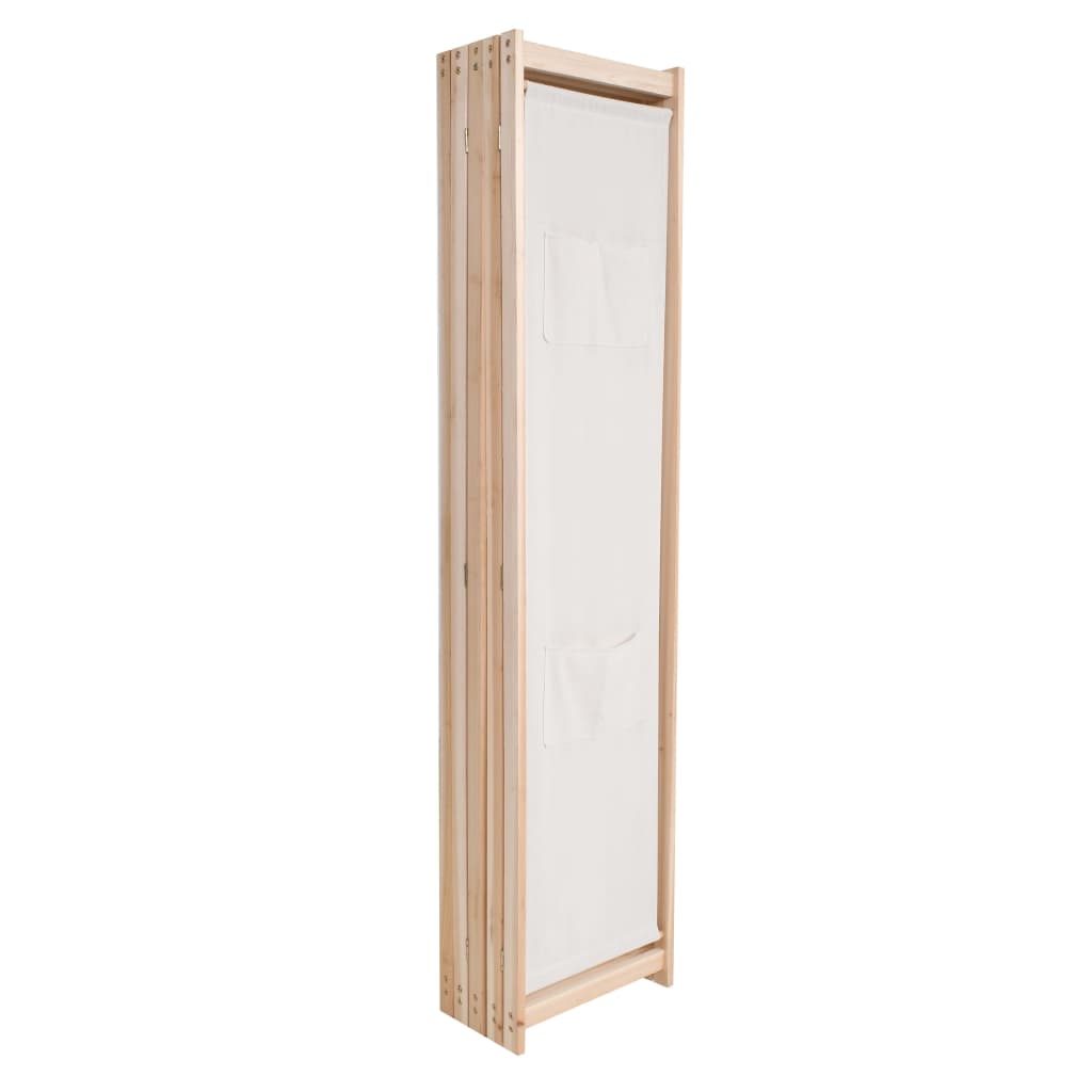 vidaXL Parawan 5-panelowy, kremowy, 200 x 170 x 4 cm, tkanina
