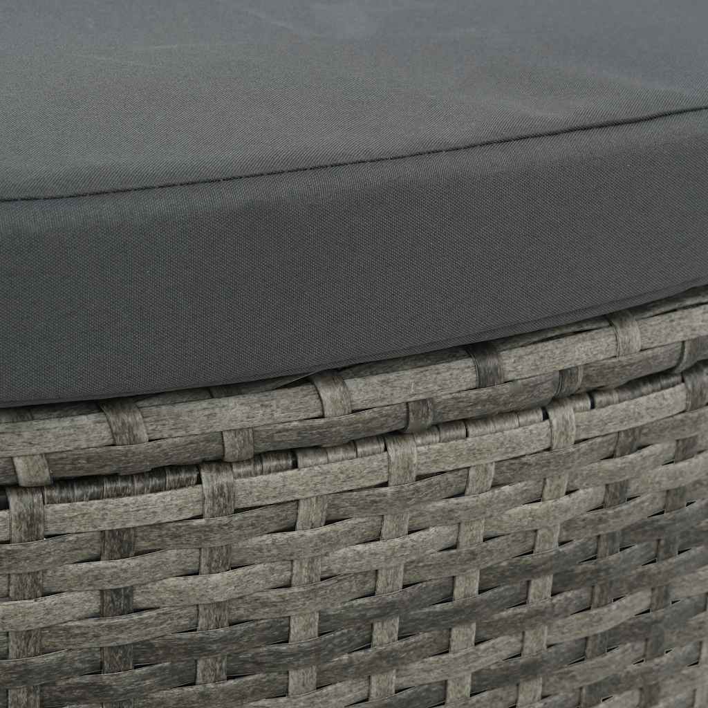 vidaXL 2-osobowa sofa z poduszkami i parasolem, polirattan, szara