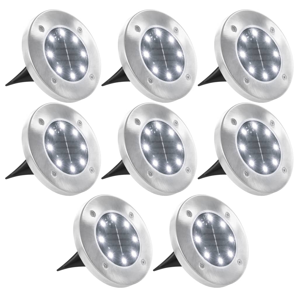 vidaXL Solarne lampy gruntowe, 8 szt., białe LED
