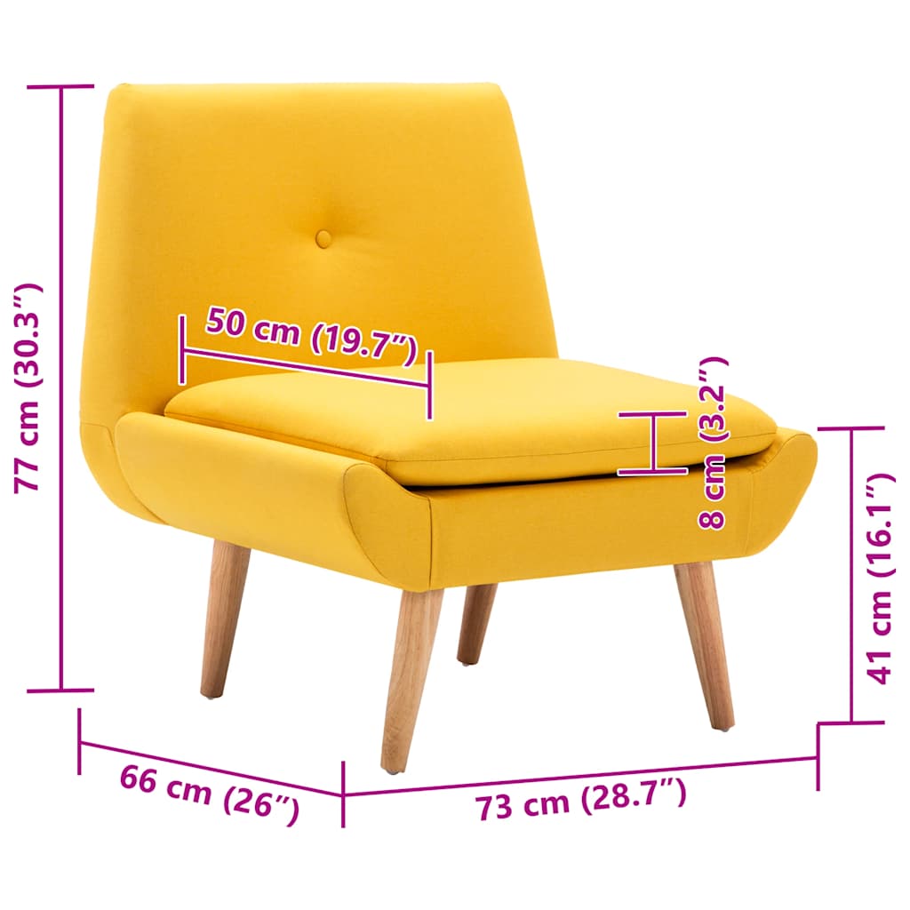 vidaXL Fotel, żółty, tkanina