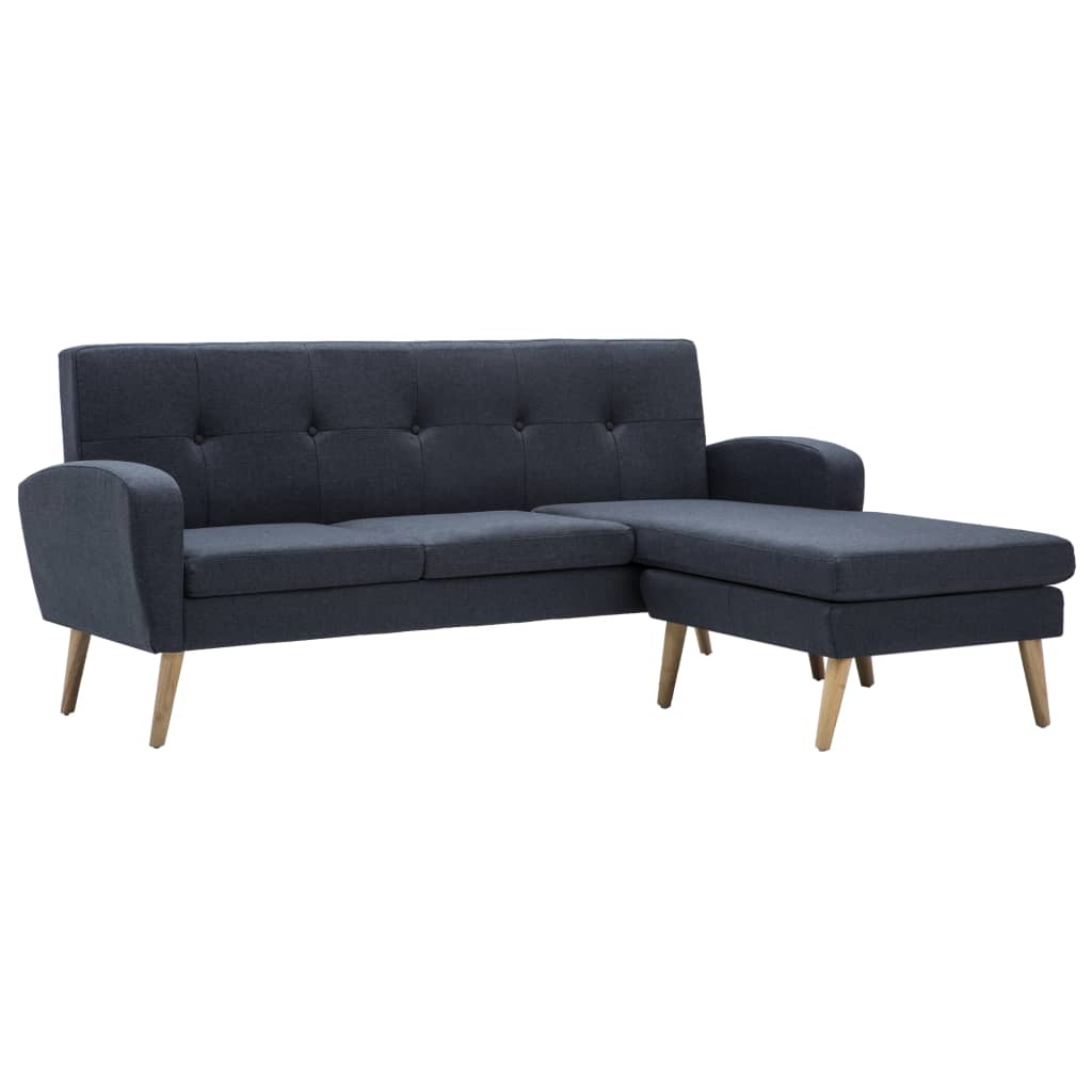 vidaXL Sofa w kształcie L, obita tkaniną, 186x136x79 cm, ciemnoszara