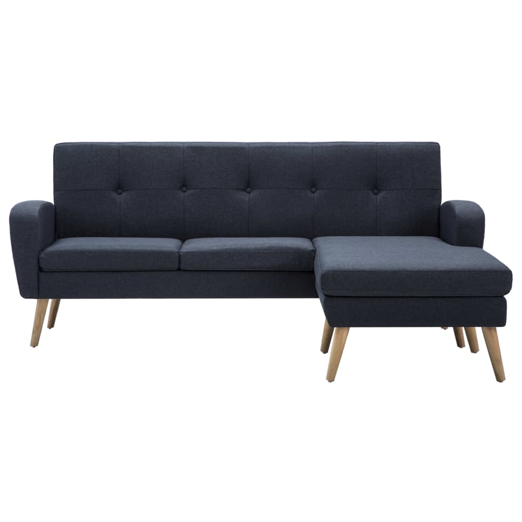 vidaXL Sofa w kształcie L, obita tkaniną, 186x136x79 cm, ciemnoszara