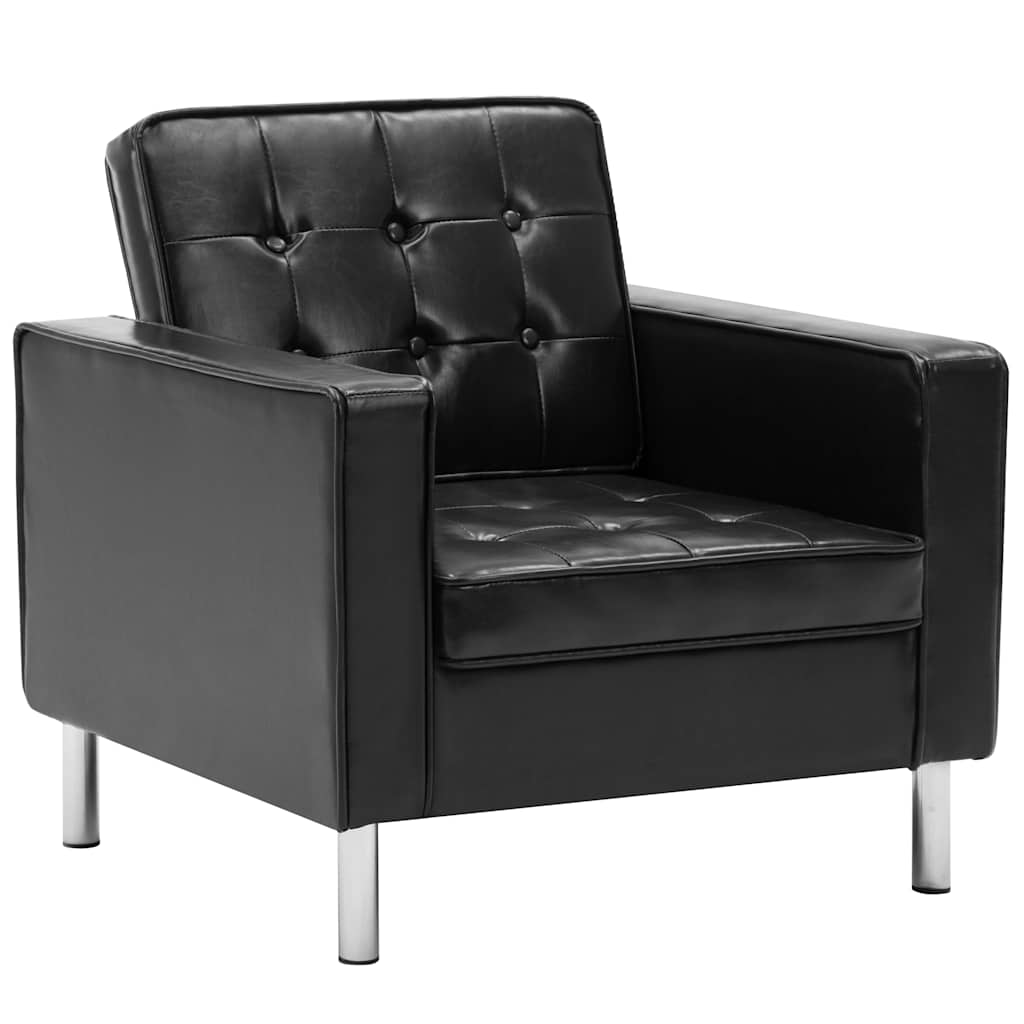 vidaXL Fotel Czarny 75x70x75 cm Skóra ekologiczna