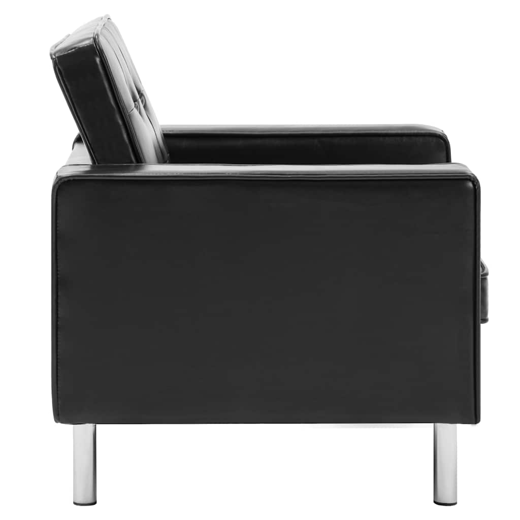 vidaXL Fotel Czarny 75x70x75 cm Skóra ekologiczna