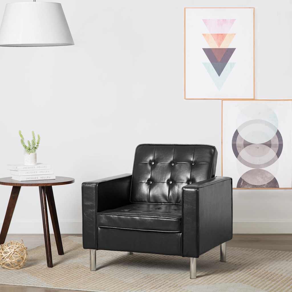 vidaXL Fotel Czarny 75x70x75 cm Skóra ekologiczna