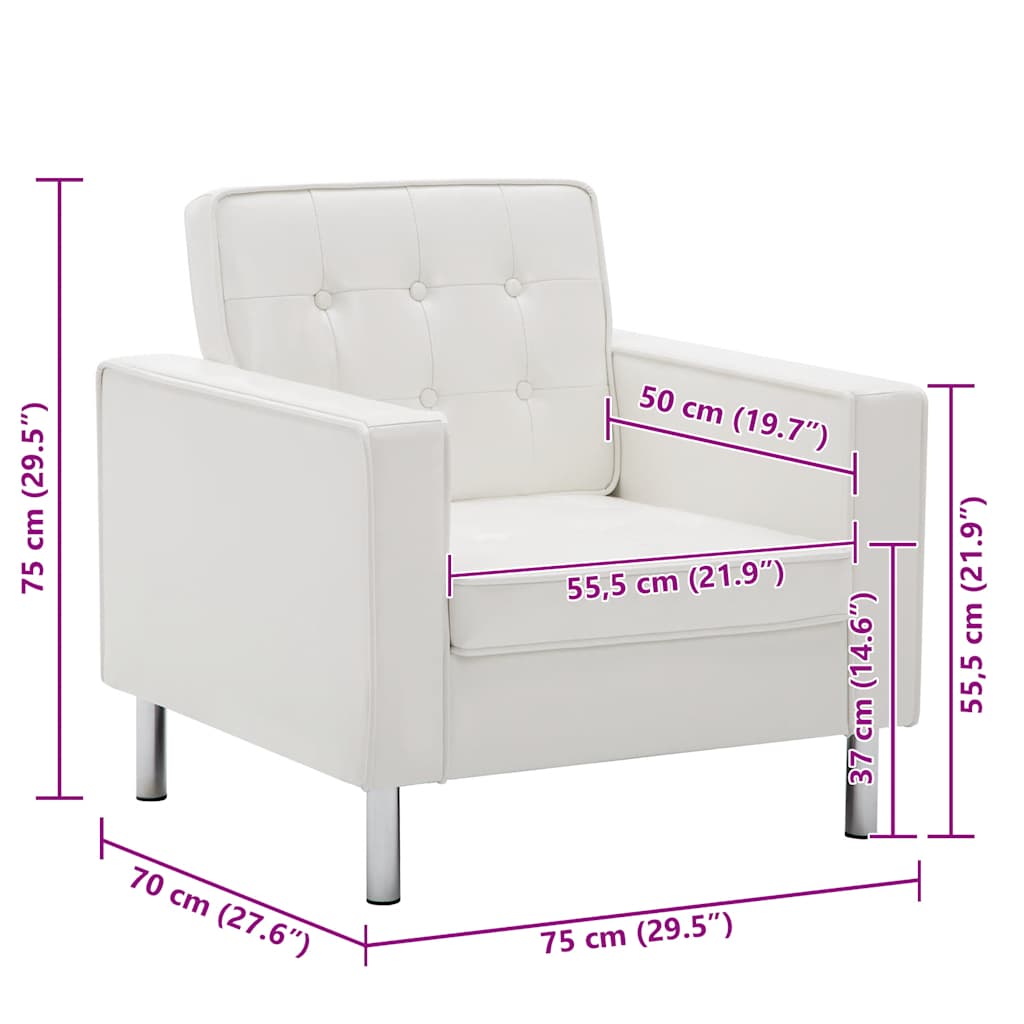 vidaXL Fotel biały 75x70x75 cm skóra ekologiczna
