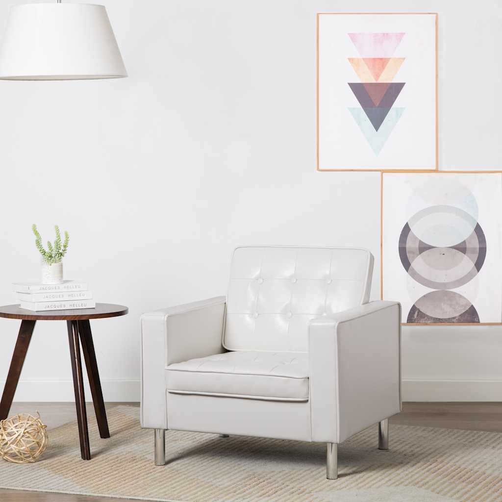 vidaXL Fotel biały 75x70x75 cm skóra ekologiczna
