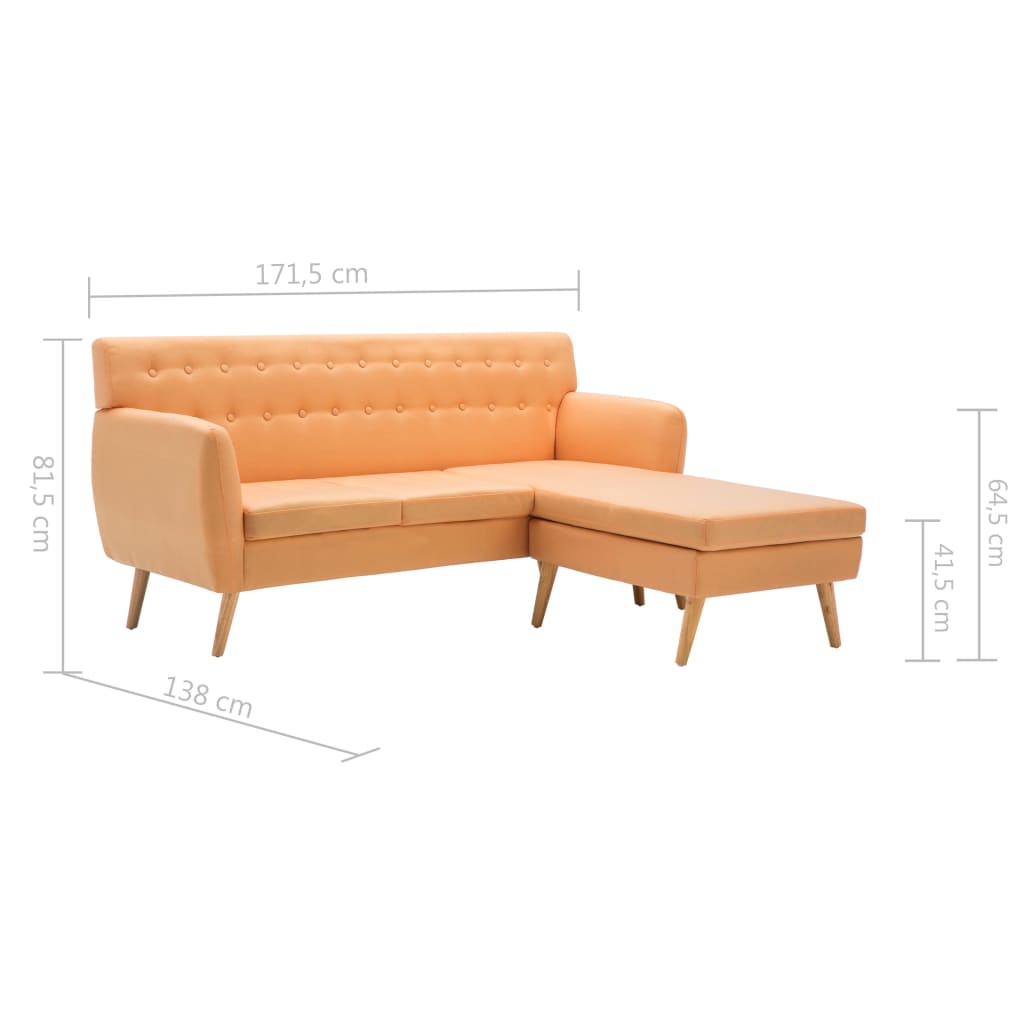 vidaXL Sofa z leżanką, obita tkaniną, 171,5x138x81,5 cm, pomarańczowa
