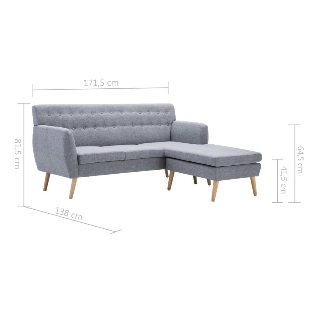 vidaXL Sofa z leżanką, obita tkaniną, 171,5x138x81,5 cm, jasnoszara