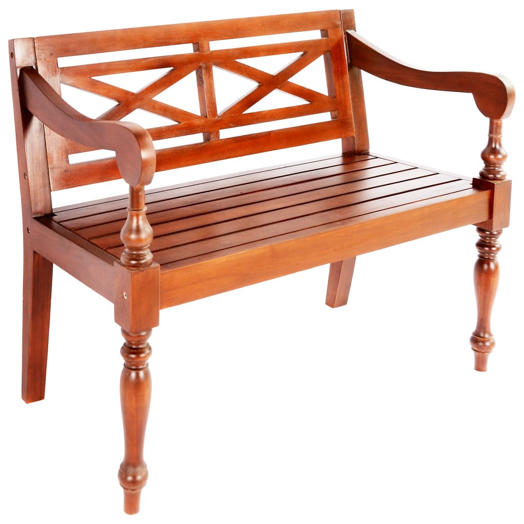 vidaXL Ławka Batavia, 98 cm, lite drewno mahoniowe, ciemnobrązowa