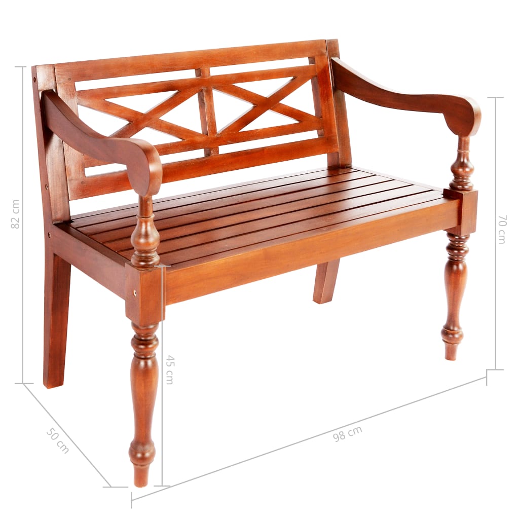 vidaXL Ławka Batavia, 98 cm, lite drewno mahoniowe, ciemnobrązowa