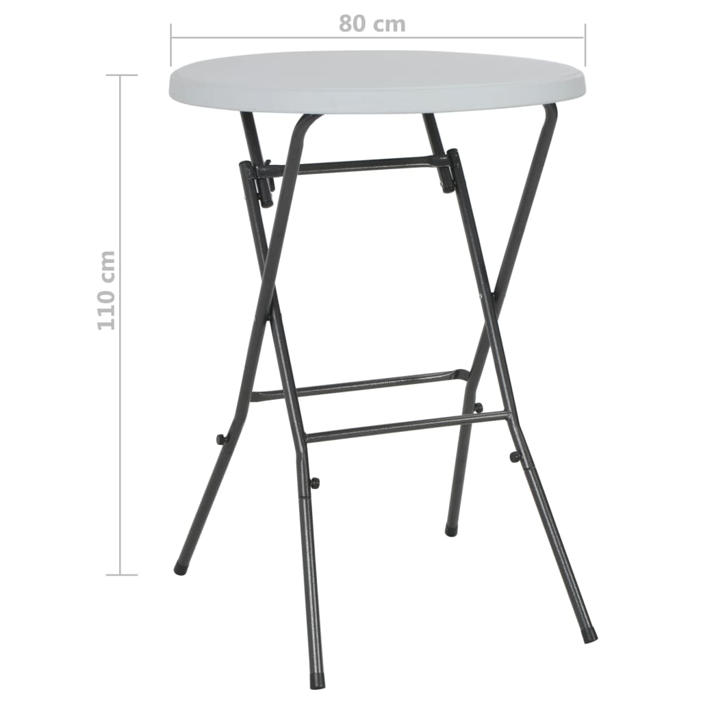 vidaXL Składany stolik barowy, biały, 80 x 110 cm, HDPE