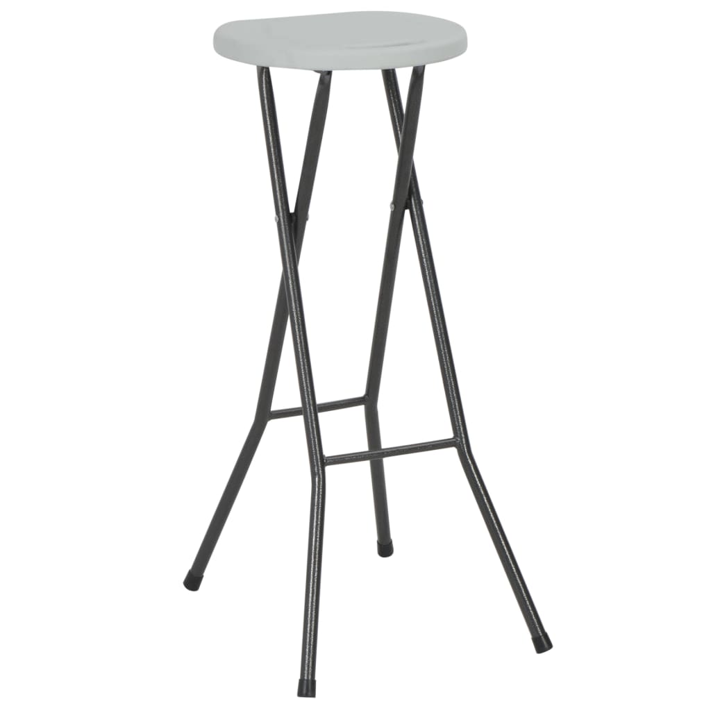 vidaXL Składane stołki barowe, 2 szt., HDPE i stal, białe
