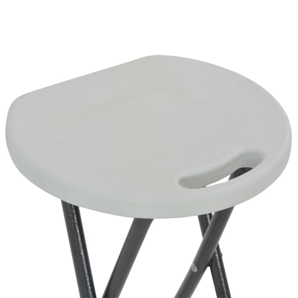 vidaXL Składane stołki barowe, 2 szt., HDPE i stal, białe