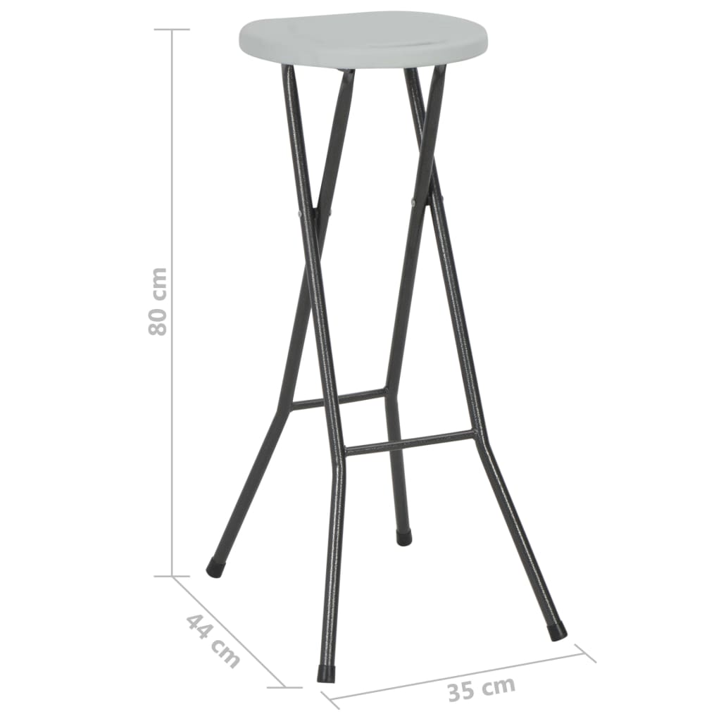vidaXL Składane stołki barowe, 2 szt., HDPE i stal, białe