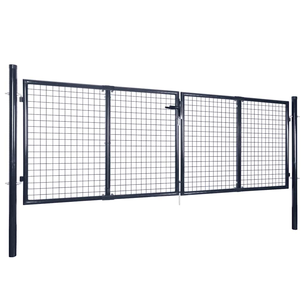 vidaXL Brama ogrodowa z siatki ocynkowanej, stal 300x100 cm, szara