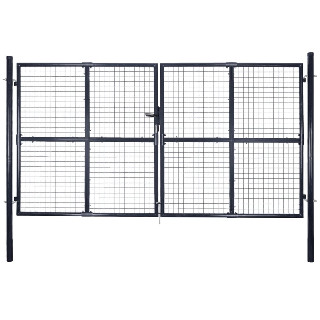 vidaXL Brama ogrodowa z siatki ocynkowanej, stal 300x150 cm, szara