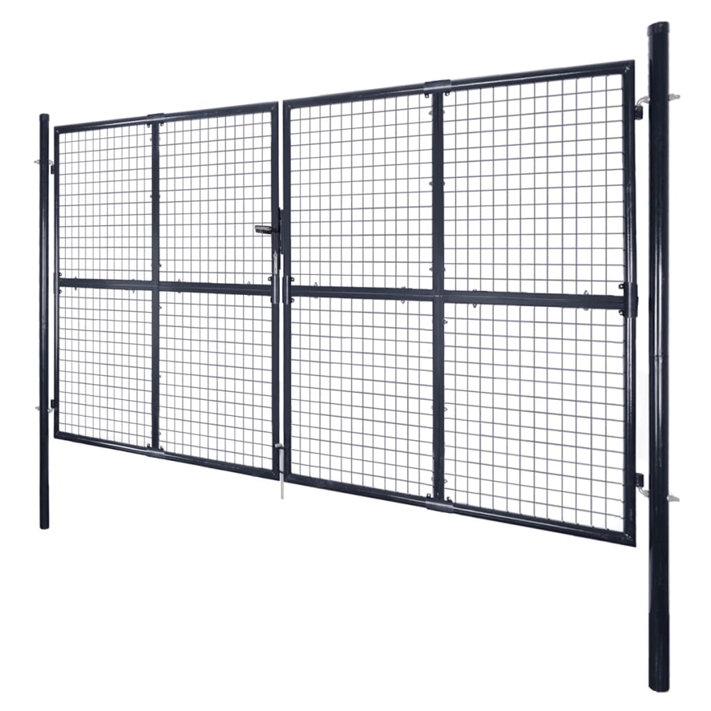 vidaXL Brama ogrodowa z siatki ocynkowanej, stal 300x150 cm, szara