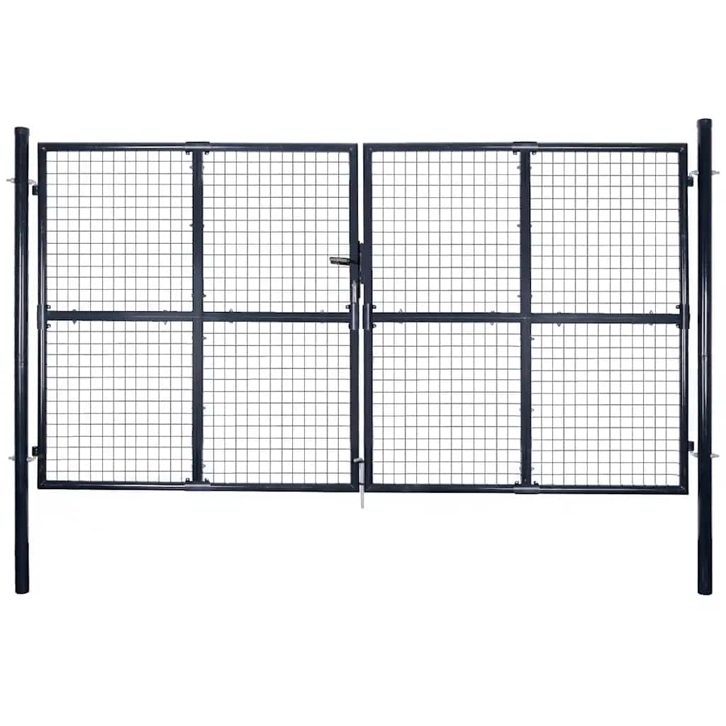vidaXL Brama ogrodowa z siatki ocynkowanej, stal 300x175 cm, szara