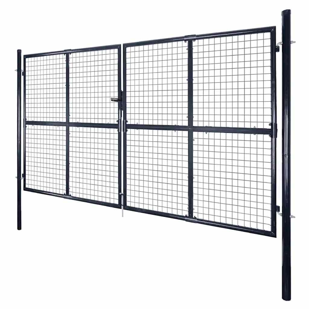 vidaXL Brama ogrodowa z siatki ocynkowanej, stal 300x175 cm, szara