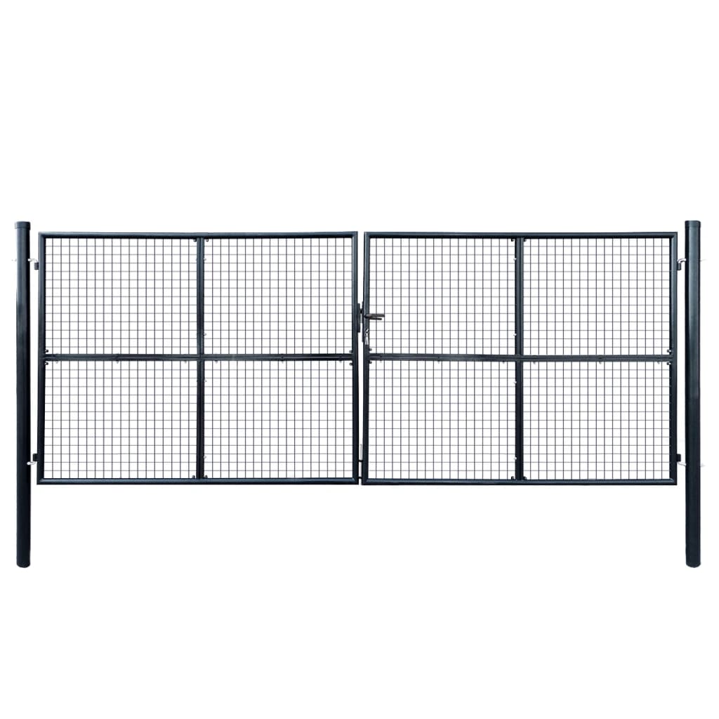 vidaXL Brama ogrodowa z siatki ocynkowanej, stal 400x150 cm, szara
