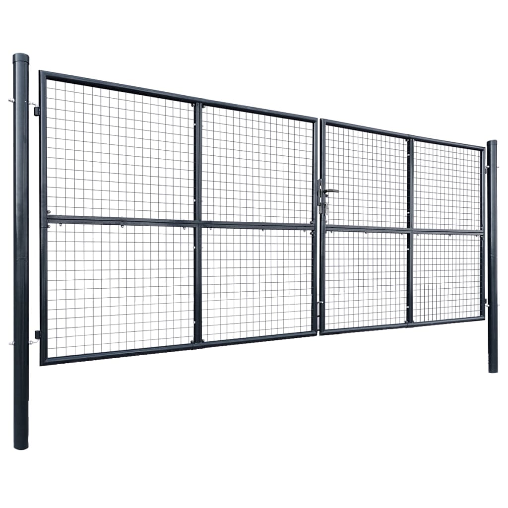 vidaXL Brama ogrodowa z siatki ocynkowanej, stal 400x150 cm, szara