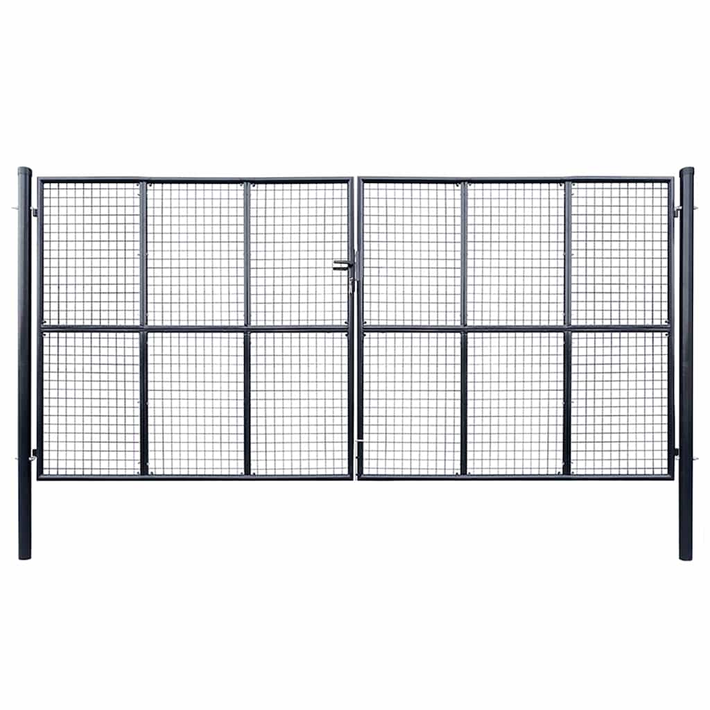 vidaXL Brama ogrodowa z siatki ocynkowanej, stal 400x175 cm, szara